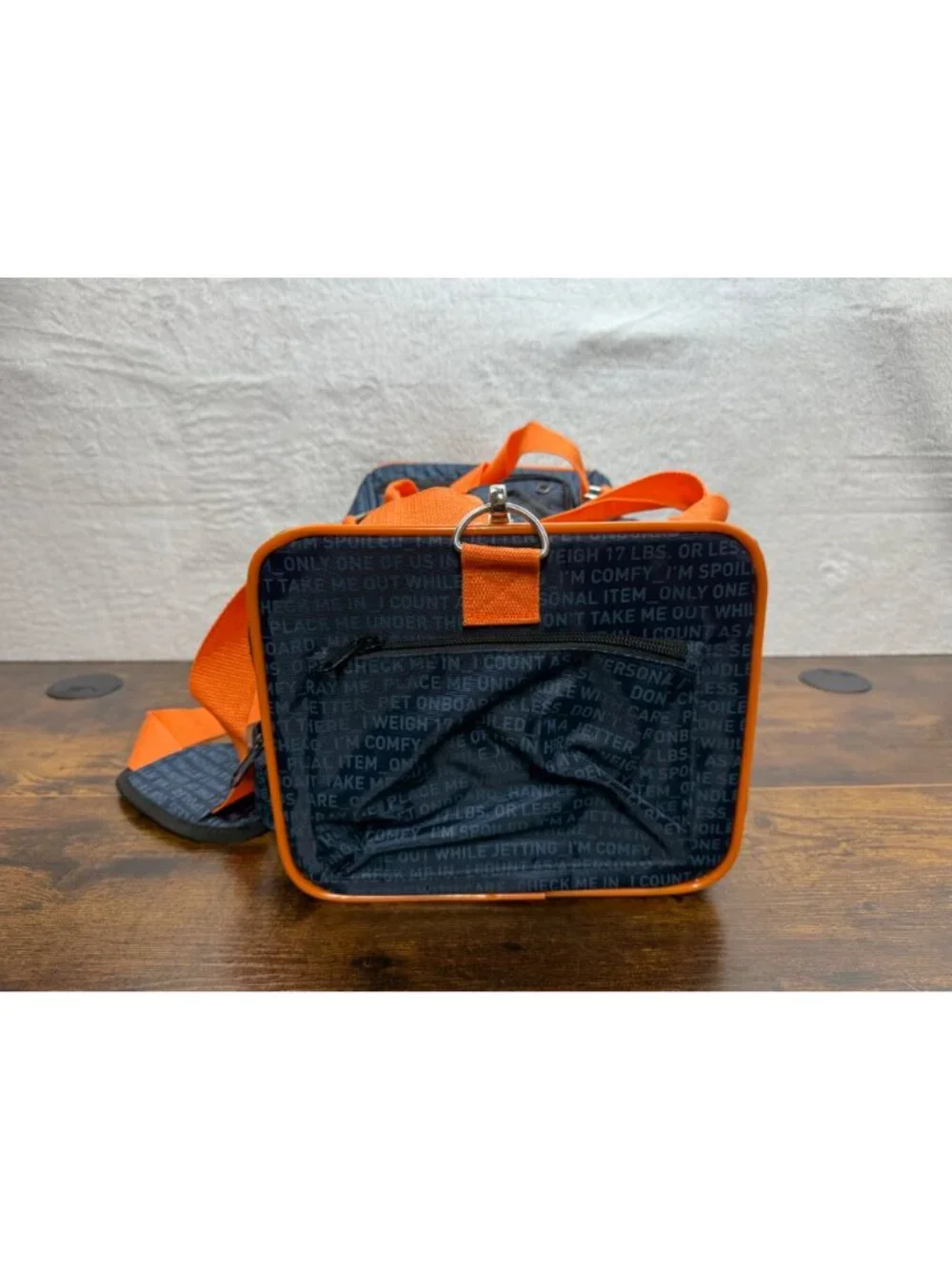JetBlue JetPaws Navy & Orange Pet Carrier With Mesh Panels & Adjustable Straps